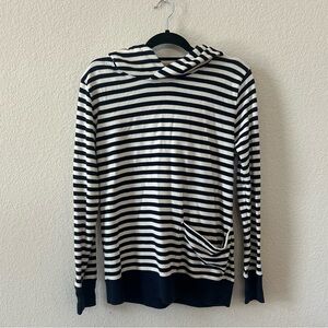 J.Crew - Navy & White Striped Knit Hooded Pullover Sweater, Size Women's Small